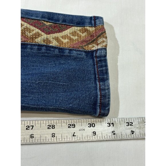 Desigual Jeans Embroidered Stripe Womens 34  Accent Boho 36D2674 Zipper Pocket - Picture 9 of 10